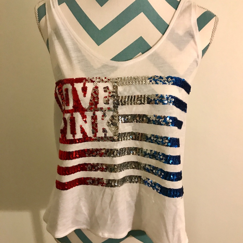 Victoria's Secret Pink US Flag Sequin Shirt Small